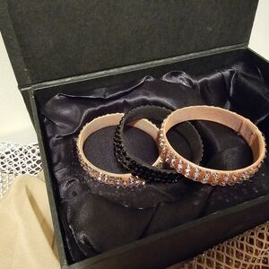 Elegant Rose Gold and Black Bracelet Set